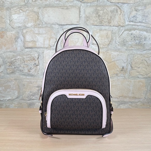 Michael Kors Jaycee signature medium backpack&wallet brown powder blush NWT - Picture 2 of 16
